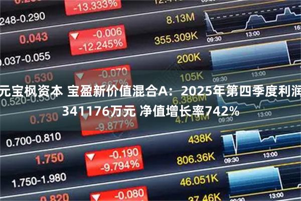 元宝枫资本 宝盈新价值混合A：2025年第四季度利润341176万元 净值增长率742%