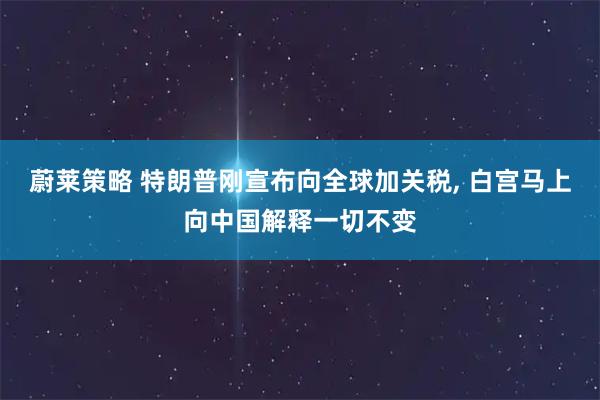 蔚莱策略 特朗普刚宣布向全球加关税, 白宫马上向中国解释一切不变